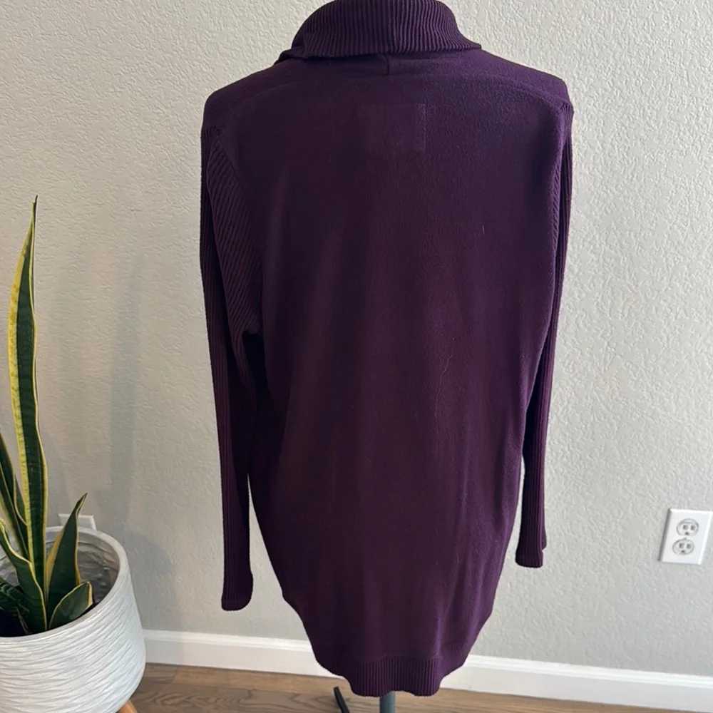 Anthropologie Purple Open Front Cardigan with Long Sleeves and Shawl Collar - Picture 2 of 4